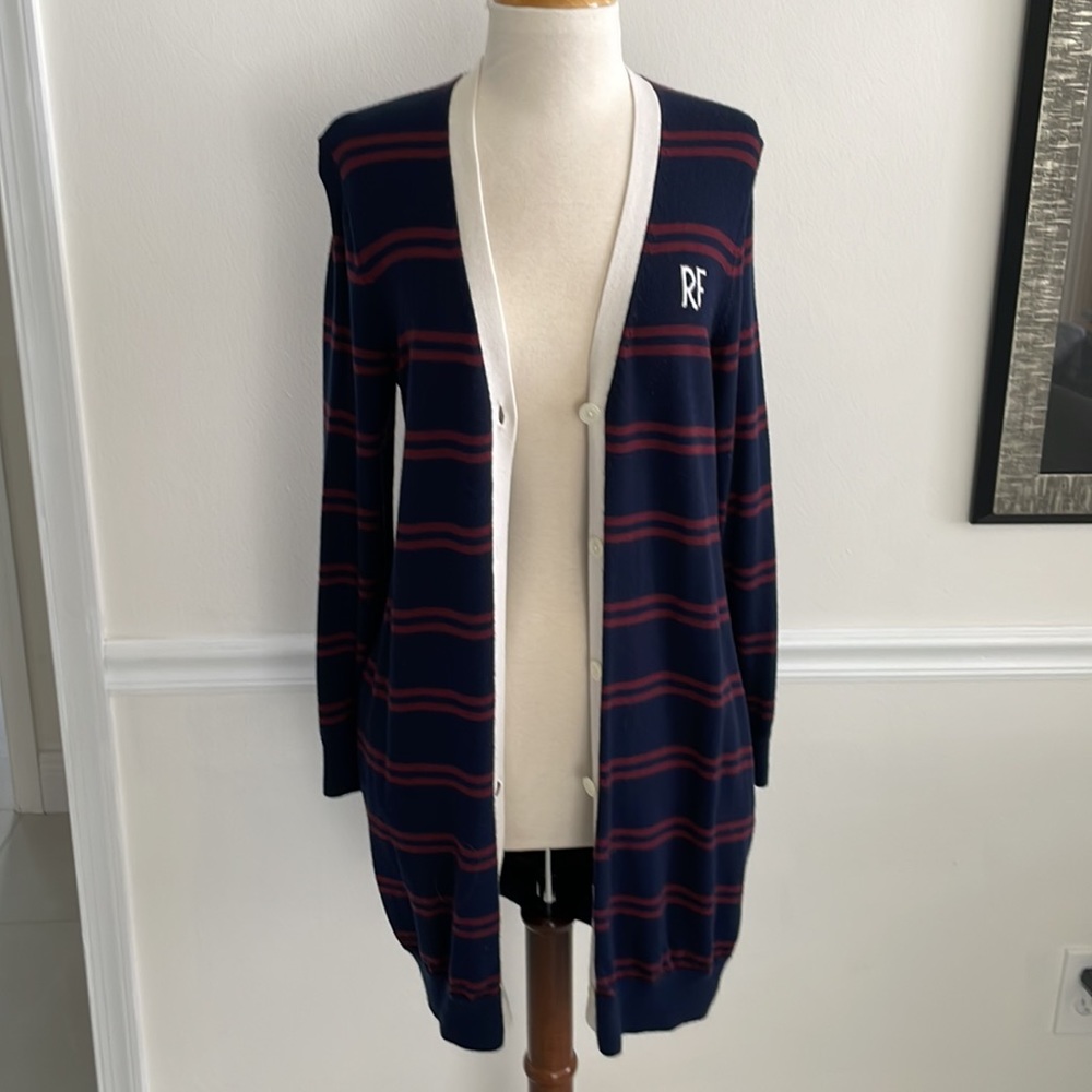 Brooks Brothers, S/M Red Fleece, long cardigan w/ 2 pockets/sweater dress NWOT